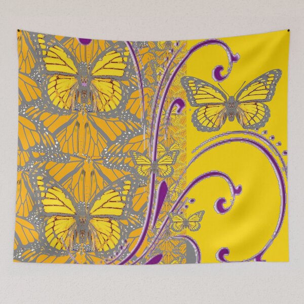 Item preview,  YELLOW ART & MONARCH BUTTERFLIES GREY-GOLD FLORAL  designed and sold by sharlesart.