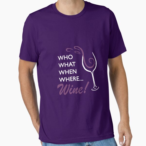 Aperçu de l'œuvre Qui Quoi Quand Où ... Vin! - Le t-shirt de Chidi dans The Good Place créée et vendue par art-meb.