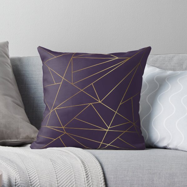Purple Ombre & Gold Geometric Throw Pillow