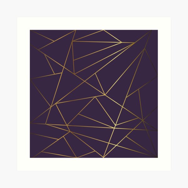 Purple Ombre & Gold Geometric Art Print