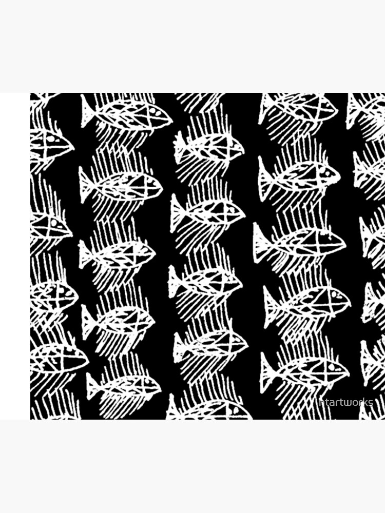 Thumbnail 2 of 2, Duvet Cover, White and Black Abstract Fish designed and sold by ntartworks.