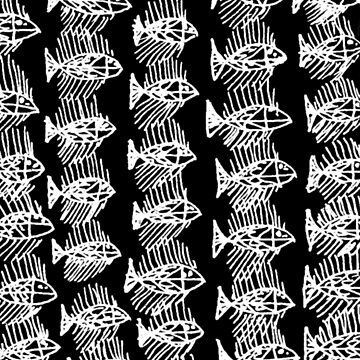 Artwork thumbnail, White and Black Abstract Fish by ntartworks