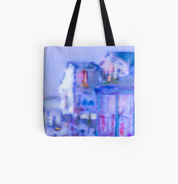 Blue Abstract Whale Art All Over Print Tote Bag