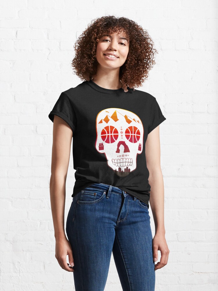 Merry Christmas Jingle Bell Three Sugar Skull T Shirt Womens