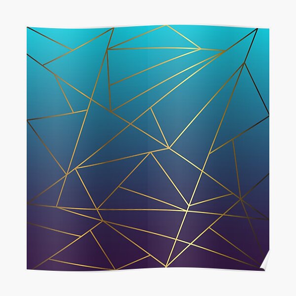 Teal, Mauve and Gold Metallic Geometric Design Poster