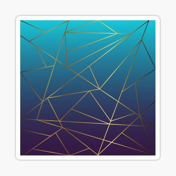 Teal, Mauve and Gold Metallic Geometric Design Sticker