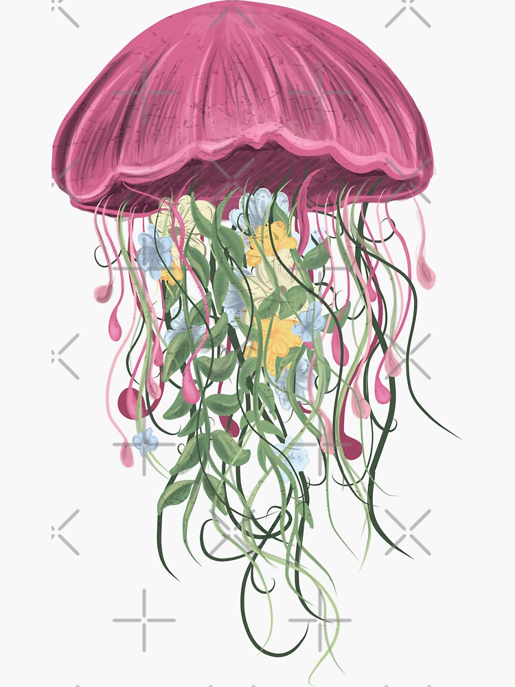 "JELLYFISH AND FLOWERS" Sticker for Sale by m7md454 Redbubble