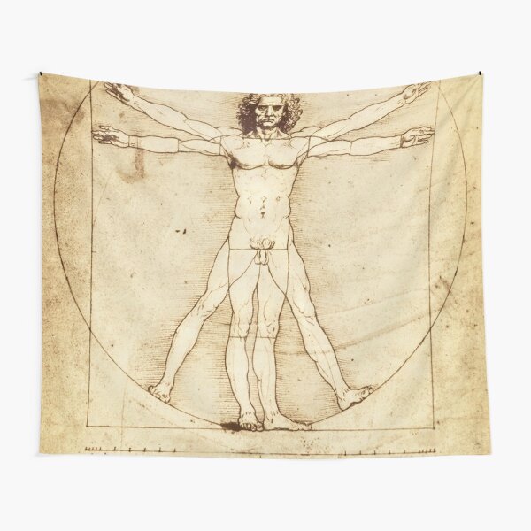 Vitruvian Man Drawing by Leonardo da Vinci Tapestry