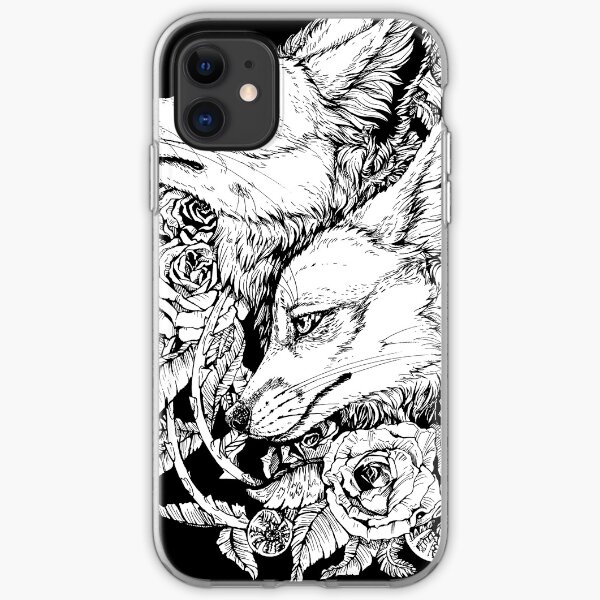 Fox Bloom - Black and White iPhone Soft Case