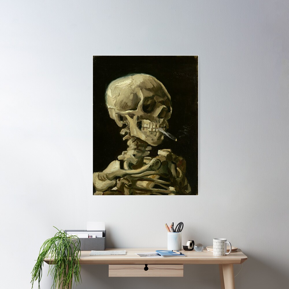 Vincent Van Gogh Skull of a Skeleton with Burning Cigarette Poster
