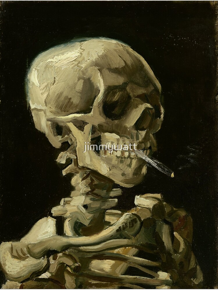 Vincent Van Gogh Skull of a Skeleton with Burning Cigarette by jimmywatt
