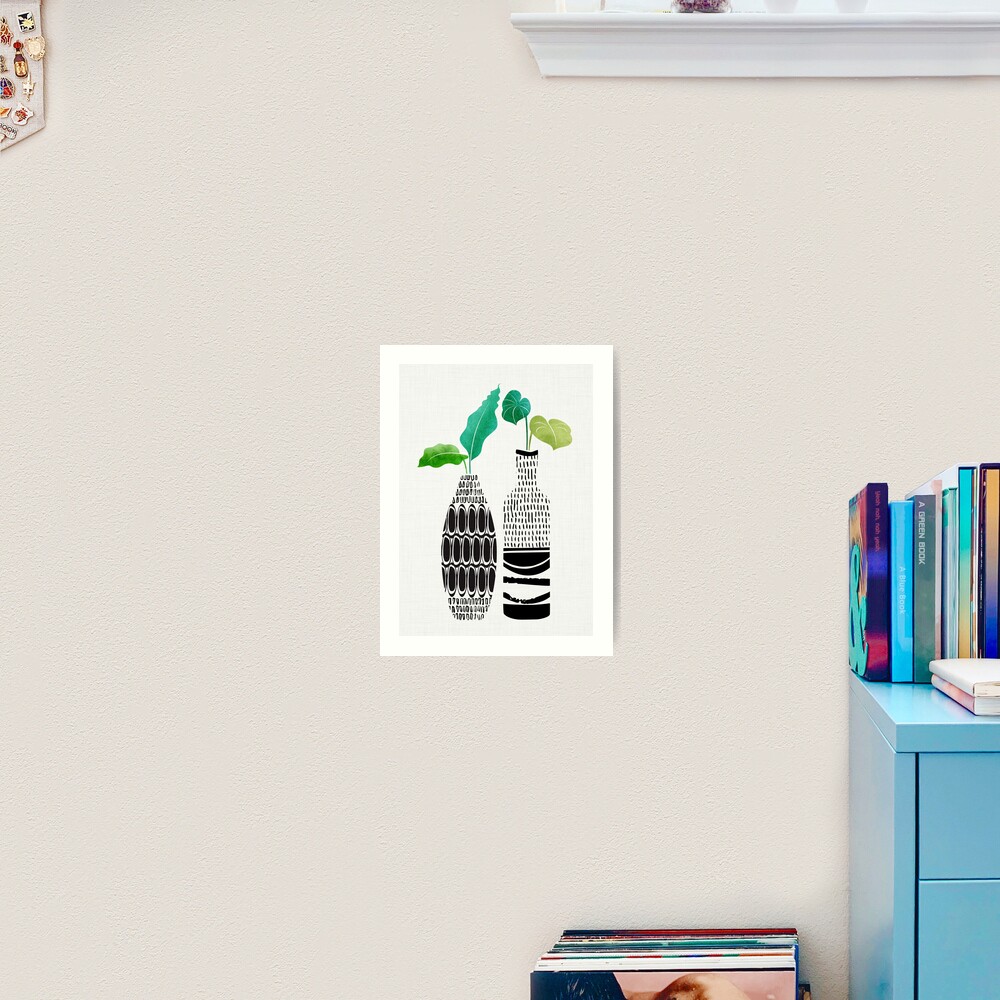 Tribal Vases II with Tropical Greenery Art Print