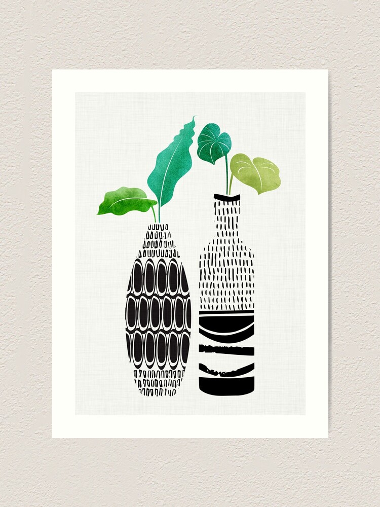 Alternate view of Tribal Vases II with Tropical Greenery Art Print