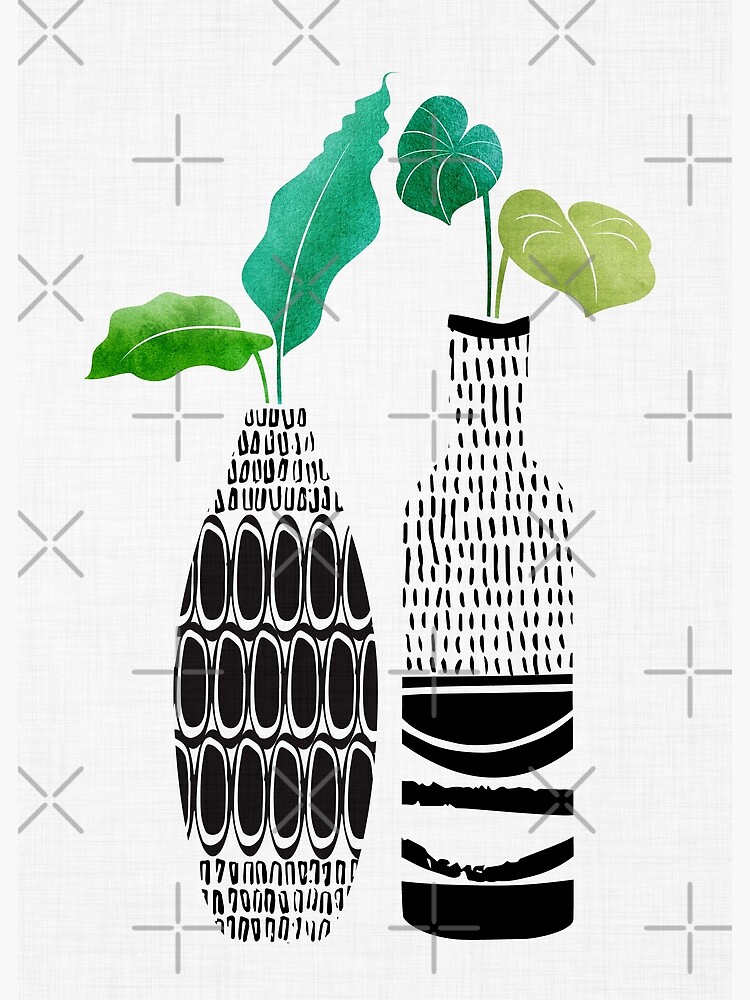 Tribal Vases II with Tropical Greenery by moderntropical