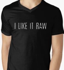 Ich mag es roh T-Shirt mit V-Ausschnitt