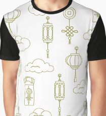 Chinese lanterns, money envelopes, coin, clouds. Graphic T-Shirt