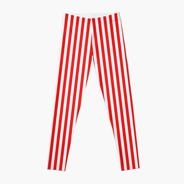 Red & White Thin Striped Leggings