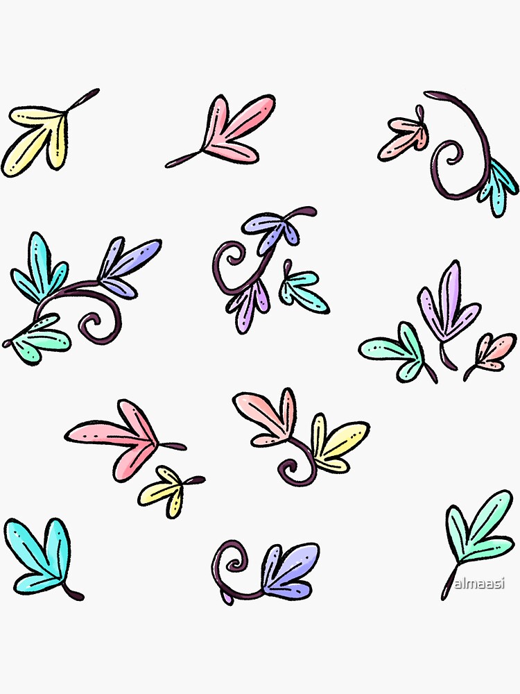 Leaf vines sticker set {pastel rainbow} by almaasi
