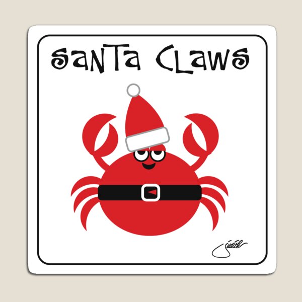 Santa Claws Crab Humorous Holiday Design Beach Coastal Nautical Theme Magnet