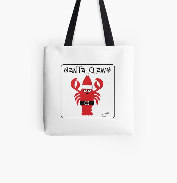 Santa Claws Lobster Humorous Holiday Design Beach Keen Fun Playful Beach Coastal Nautical Theme All Over Print Tote Bag