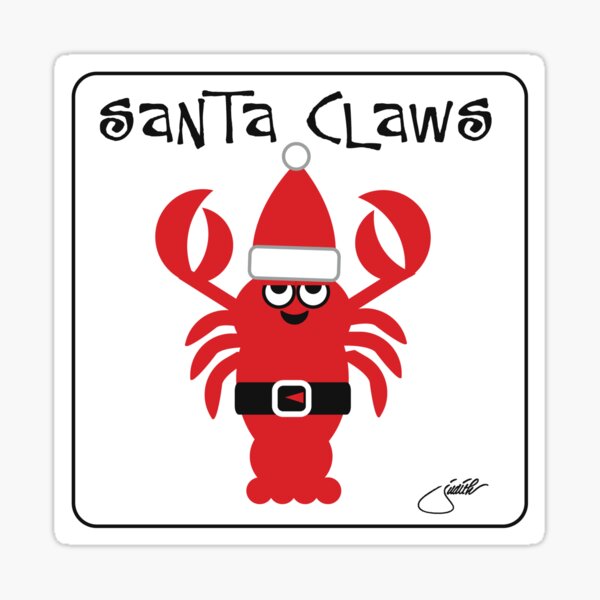 Santa Claws Lobster Humorous Holiday Design Beach Keen Fun  Playful Beach Coastal Nautical Theme Sticker