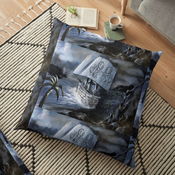 Ship at sea Floor Pillow