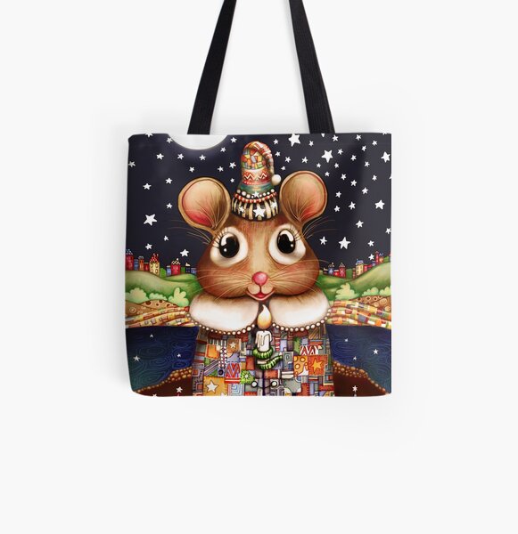 Little Bright Eyes the Radiant Christmas Mouse All Over Print Tote Bag