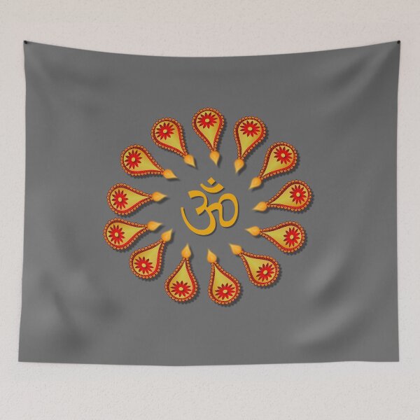 Item preview, Happy Diwali greeting with diya or lights in a circle. designed and sold by ikshvaku.