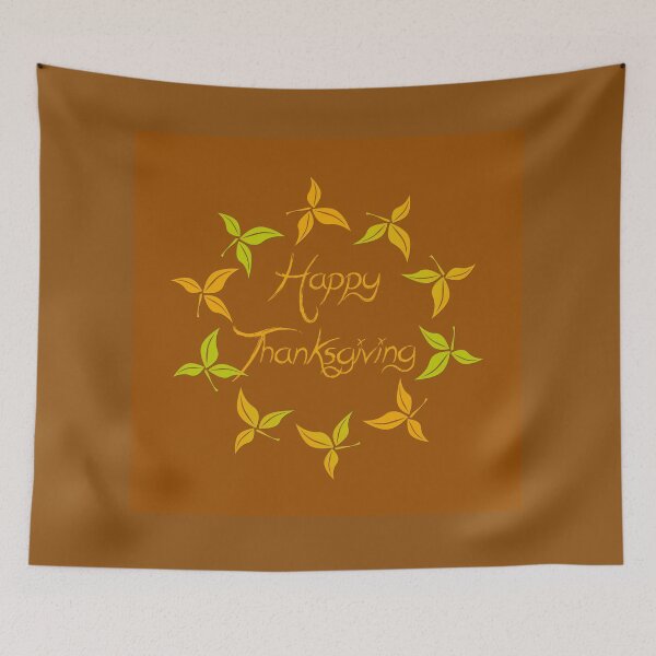 Item preview, Happy Thanksgiving greetings text in a circle of leaves. designed and sold by ikshvaku.