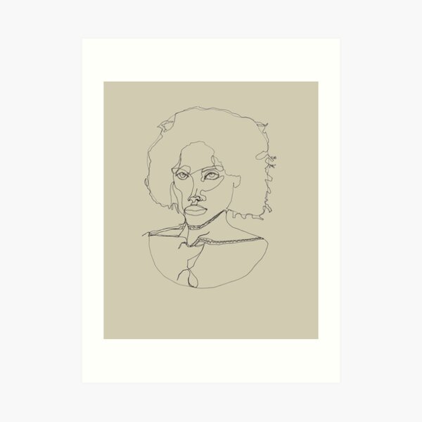 Black Woman abstract Line Art Art Print