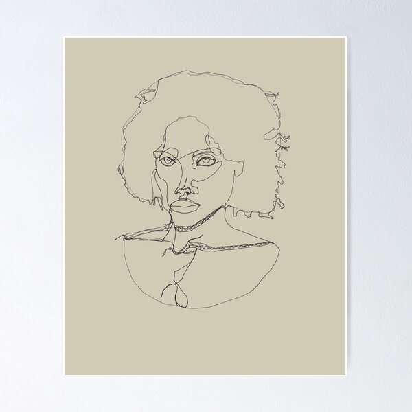 Black Woman abstract Line Art Poster