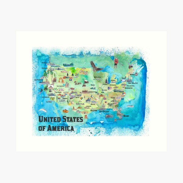 Item preview, United States of America United States Art Travel Map designed and sold by artshop77.