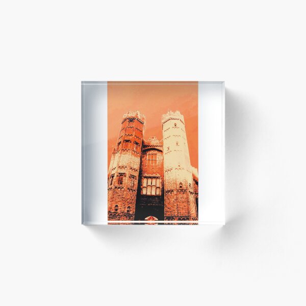 Parallel Spirals - Oxburgh as Thornfield 3b Gatehouse on fire Acrylic Block