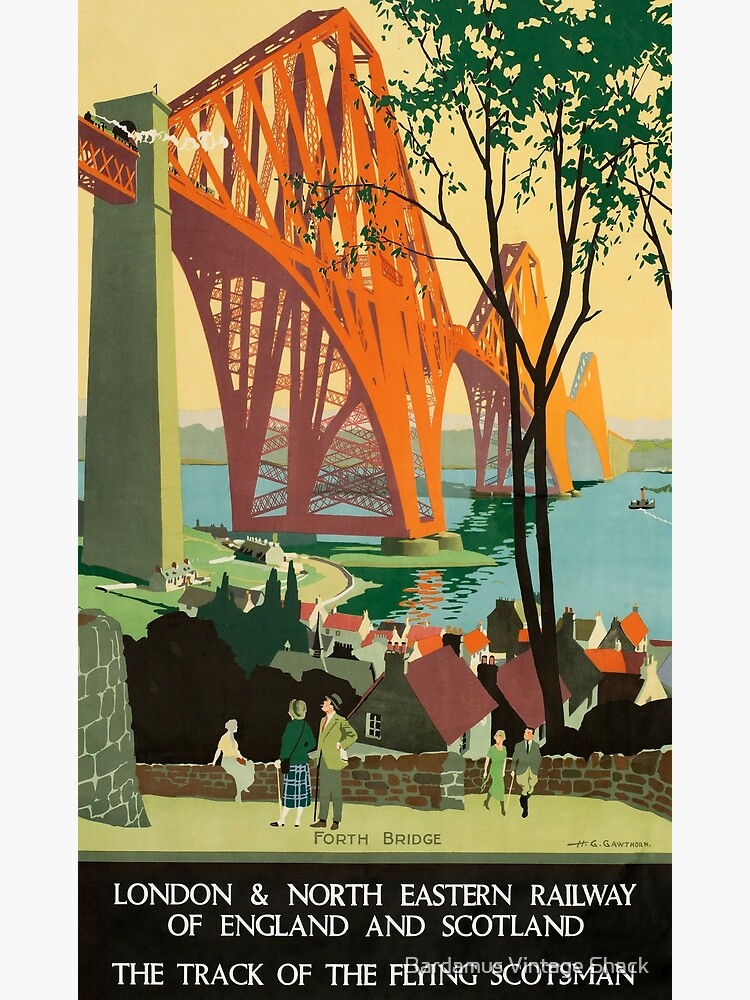 Scottish Railway Travel Poster, The Forth Bridge, East Coast Route by SamKovac