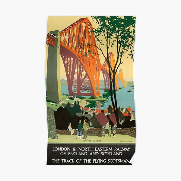 Scottish Railway Travel Poster, The Forth Bridge, East Coast Route Poster