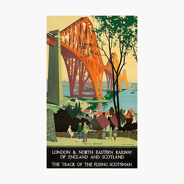 Scottish Railway Travel Poster, The Forth Bridge, East Coast Route Photographic Print