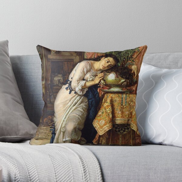 Isabella and the Pot of Basil - William Holman Hunt Throw Pillow