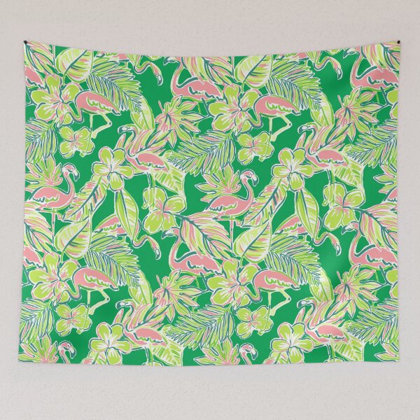 Item preview, Preppy Green and Pink Flamingo Pattern designed and sold by ThePreppyArtist.