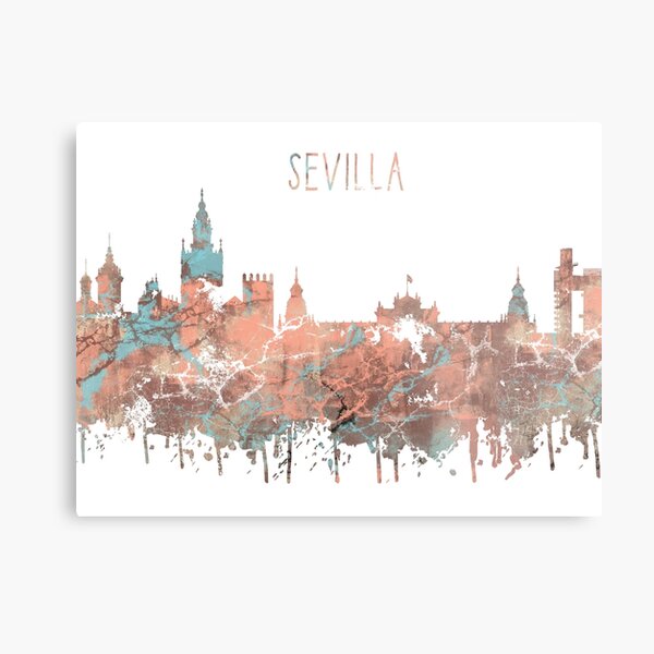 Sevilla, Sevilla skyline, Sevilla art Lámina metálica