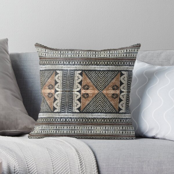Fijian Tapa Cloth 2 by Hypersphere Throw Pillow