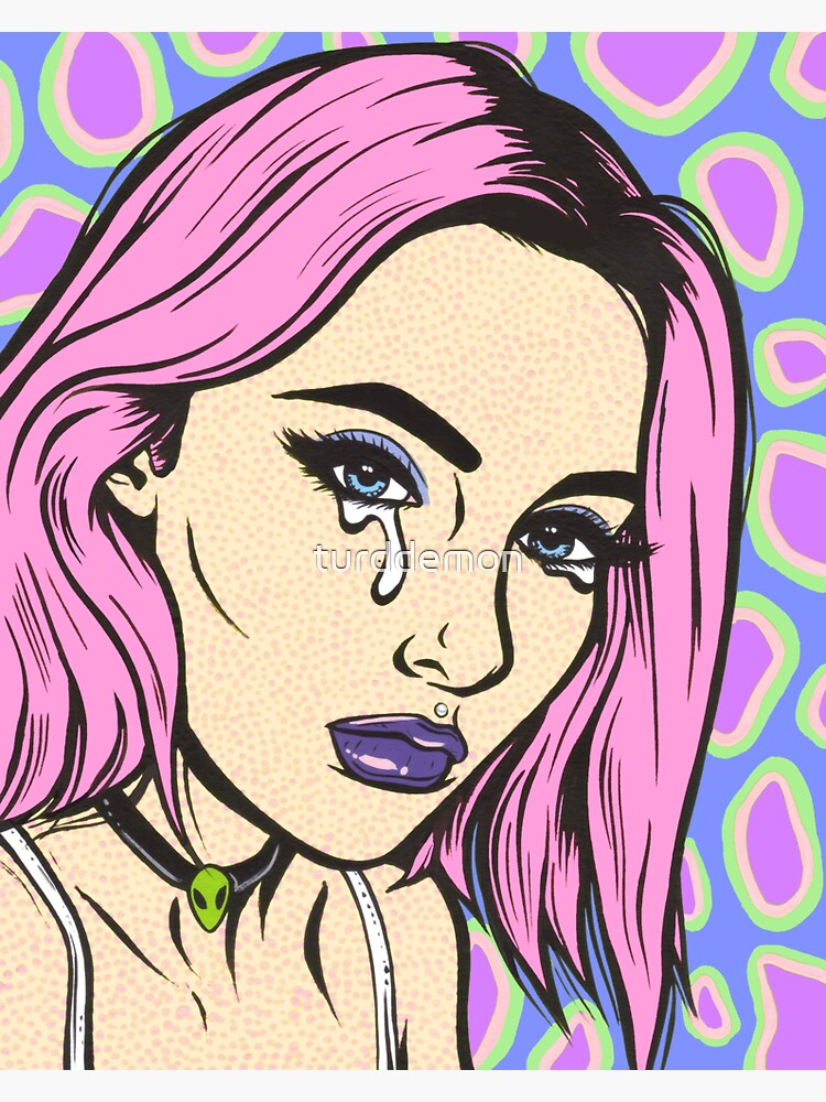 Pink Grunge Sad Girl Sticker For Sale By Turddemon Redbubble 