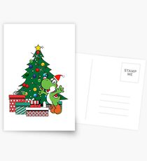 Yoshi Around The Christmas Tree Mario Postcards