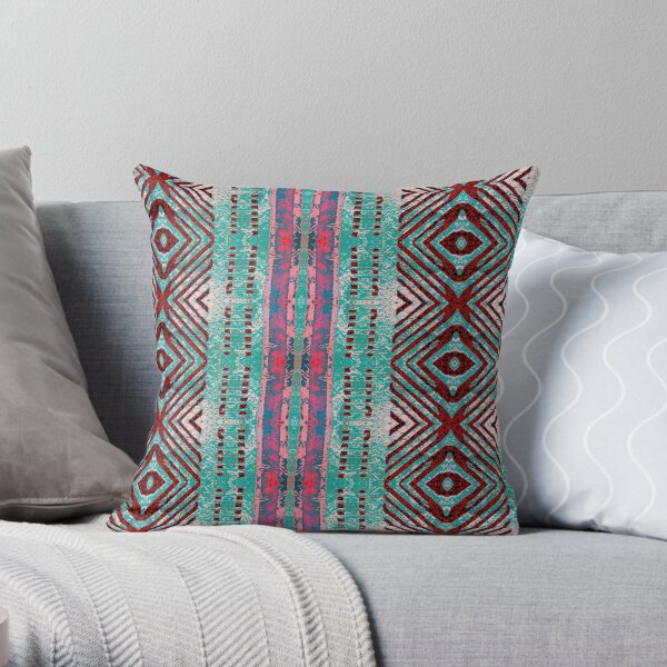 Fijian Tapa Cloth 58 by Hypersphere Throw Pillow