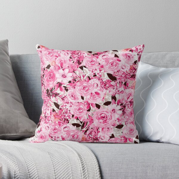 Féminine et malpropre - motif de fleurs roses Coussin