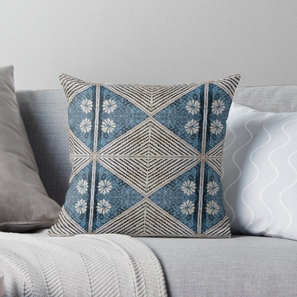 Fijian Tapa Cloth 68 by Hypersphere Throw Pillow