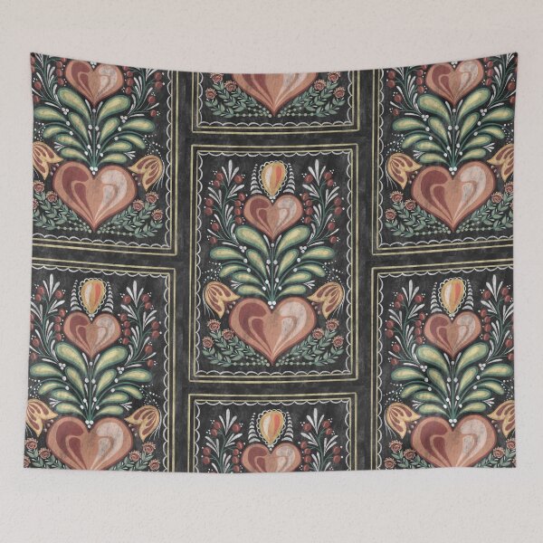 Item preview, Chalkboard Folk Art Hearts and Florals designed and sold by Theodora Gould.