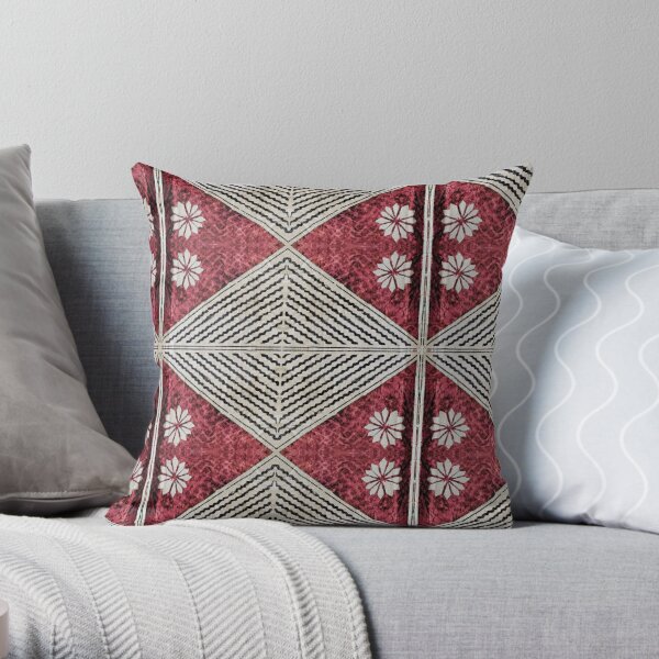 Fijian Tapa Cloth 71 by Hypersphere Throw Pillow