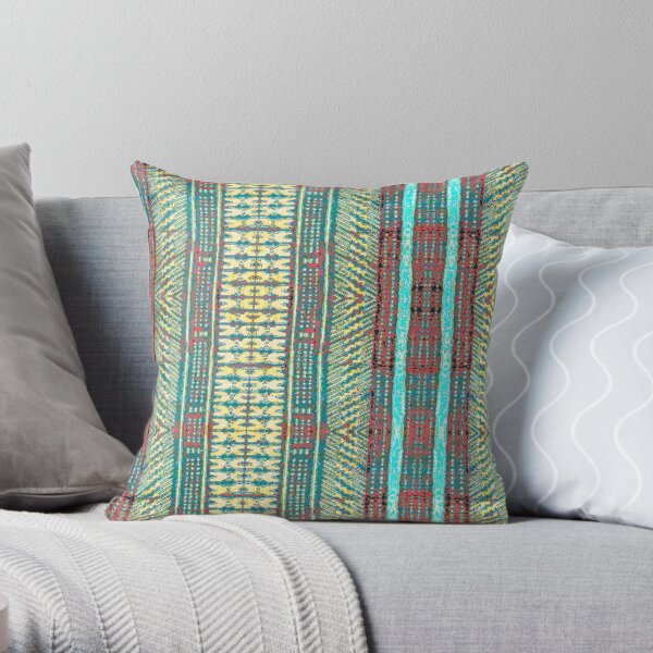 Fijian Tapa Cloth 82 by Hypersphere Throw Pillow