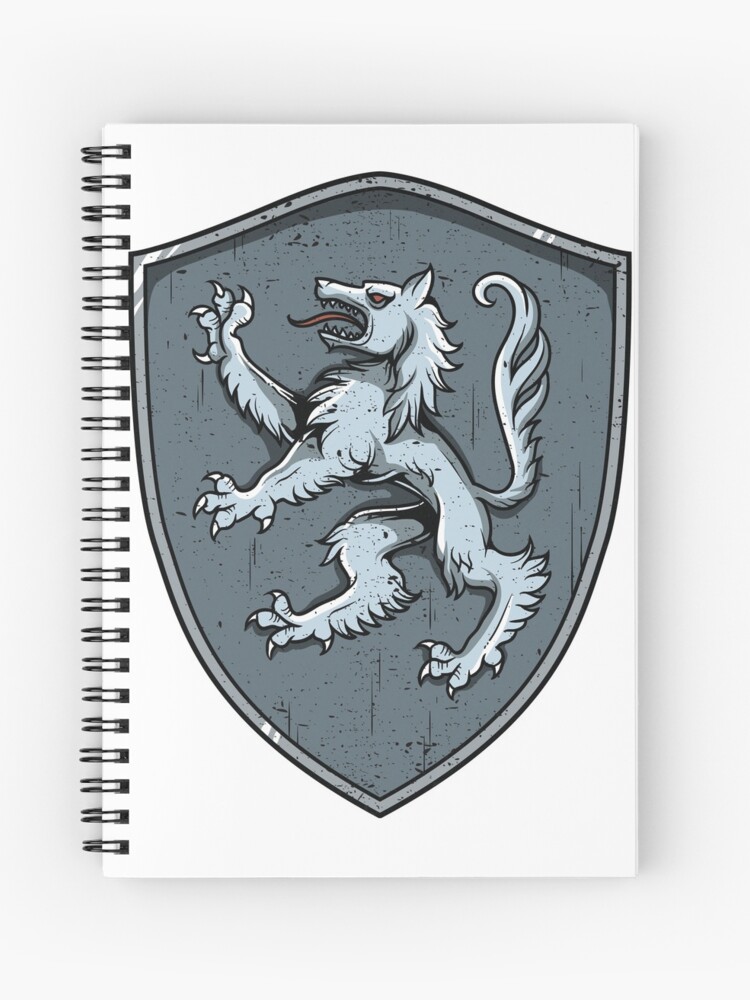 Detailed depiction of house stark's direwolf sigil on a shield