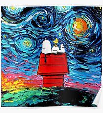 Starry night snoopy Poster